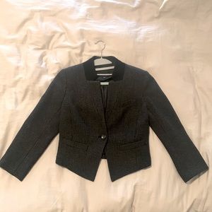 TROVE Wool Houndstooth Plaid Cropped Blazer Size S